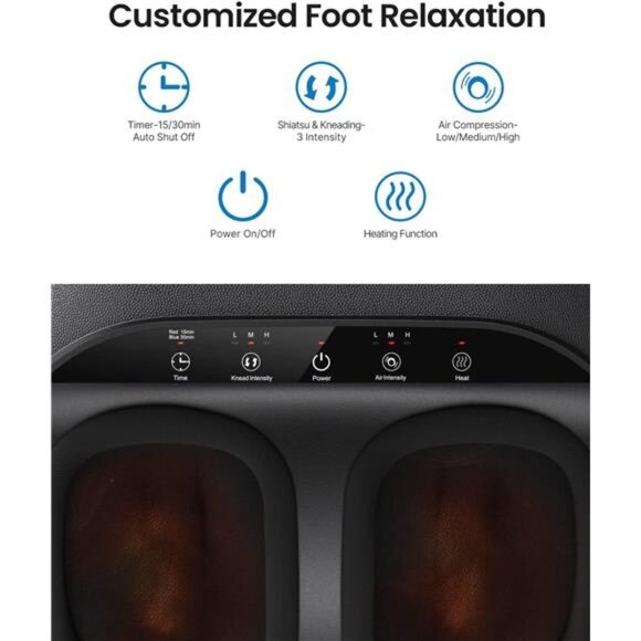 Foot Massager Machine with Heat Shiatsu Deep Kneading Foot Massager - Picture 4 of 11